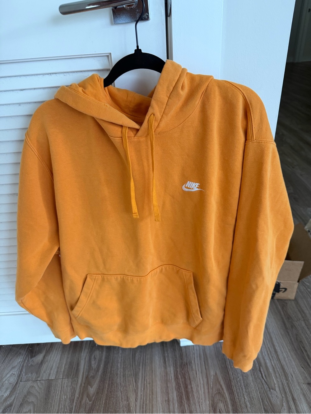 Nike Men’s Orange Crewneck Hoodie with White Logo